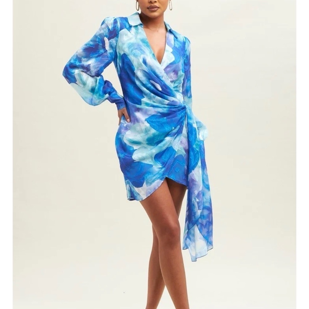 Luxxel Blue Aqua Watercolor Dress